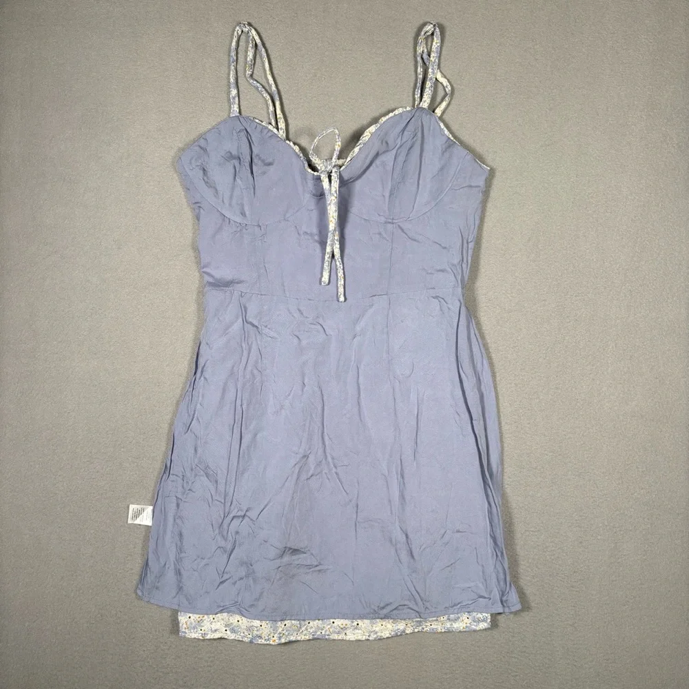 NWT Lulu's Effortless Personality Floral Embroidered Mini Dress Women’s S Blue - Picture 11 of 13